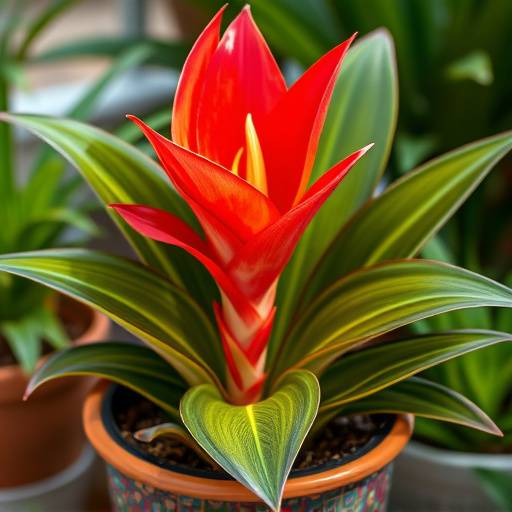 Brom√©lia Guzmania em um vaso colorido